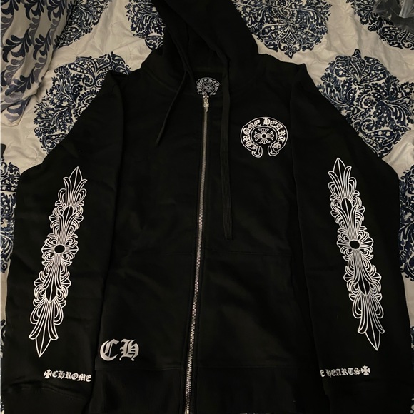 Chrome Hearts Other - Chrome Hearts Black Hoodie with White Graphics